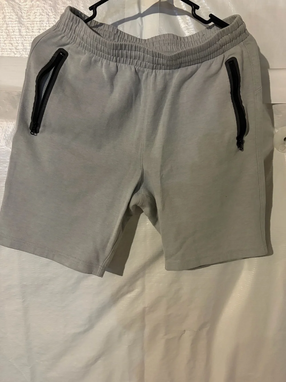 Old Navy Light Gray Athletic Shorts with Black Zipper Pockets